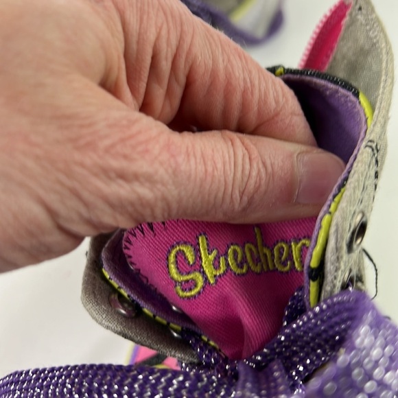 Girls Grey Bedazzled Skechers Twinkle Toes size 11 ½ - Picture 8 of 11